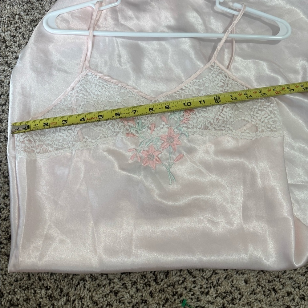 Vintage Lace Detail Satin Chemise in Soft Pink size medium - Picture 6 of 6